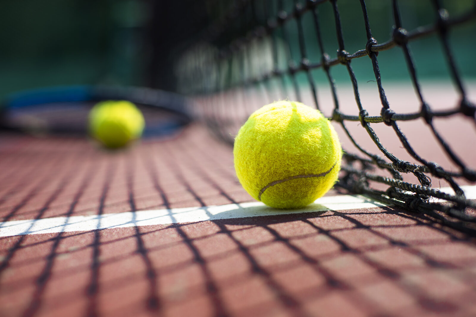 Tennisbolde ved nettet